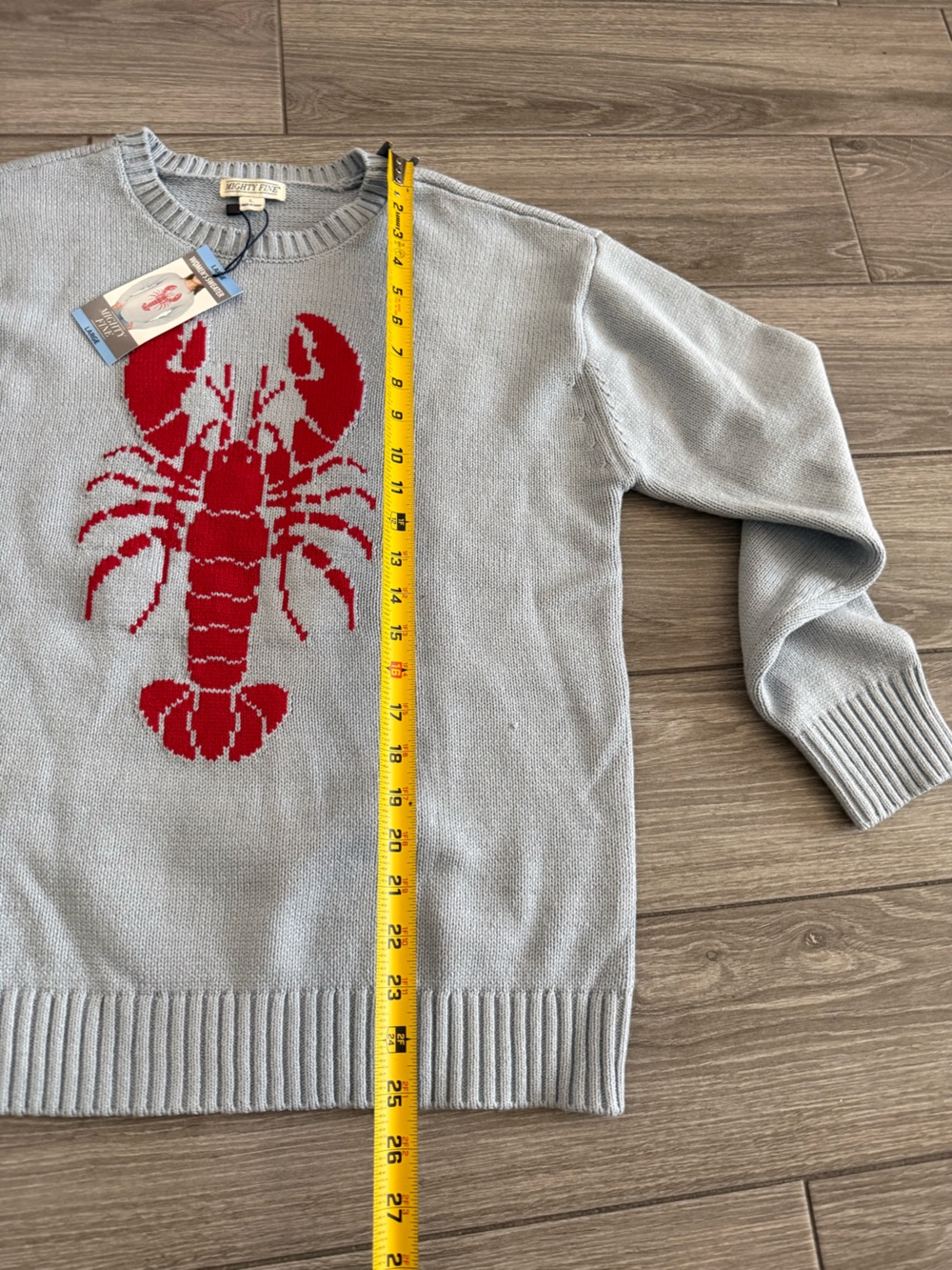 Mighty Fine|Pale Blue Crewneck knit Sweater-Red Lobster Novelty•Coastal Nautical - Picture 13 of 15
